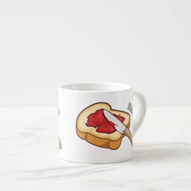 Bread & jam cartoon illustration espresso cup (Front Right)
