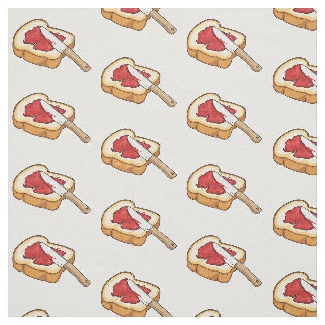 Bread & jam cartoon illustration fabric (Swatch)