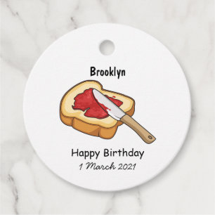 Bread & jam cartoon illustration favour tags