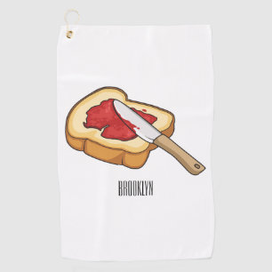Bread & jam cartoon illustration golf towel