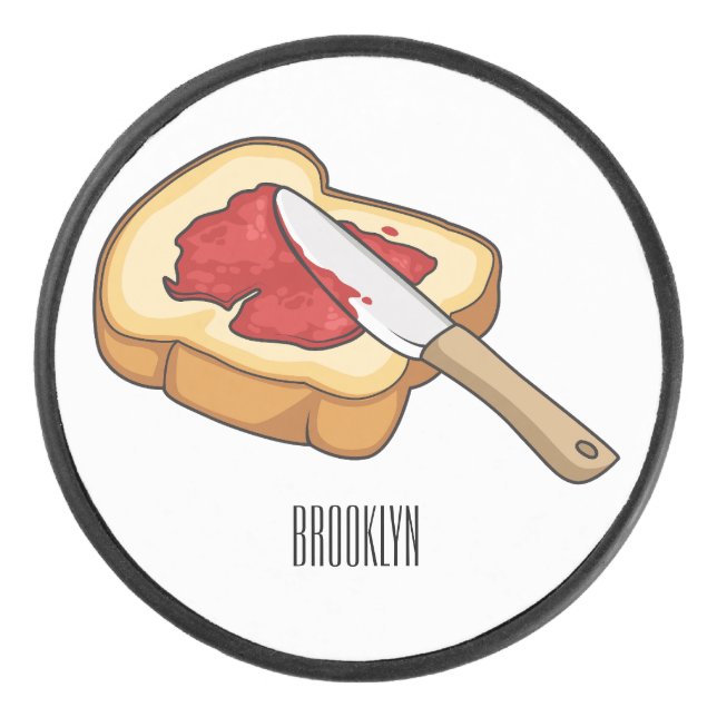 Bread & jam cartoon illustration hockey puck (Front)