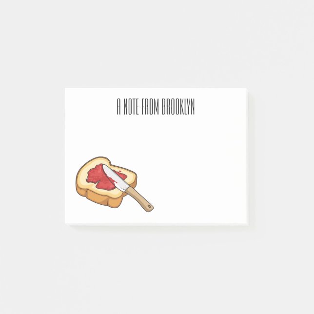 Bread & jam cartoon illustration post-it notes (Front)