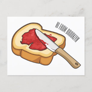 Bread & jam cartoon illustration postcard