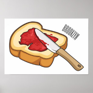 Bread & jam cartoon illustration  poster