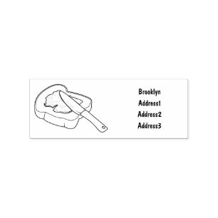 Bread & jam cartoon illustration rubber stamp