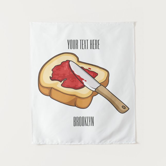 Bread & jam cartoon illustration  tapestry (Front)