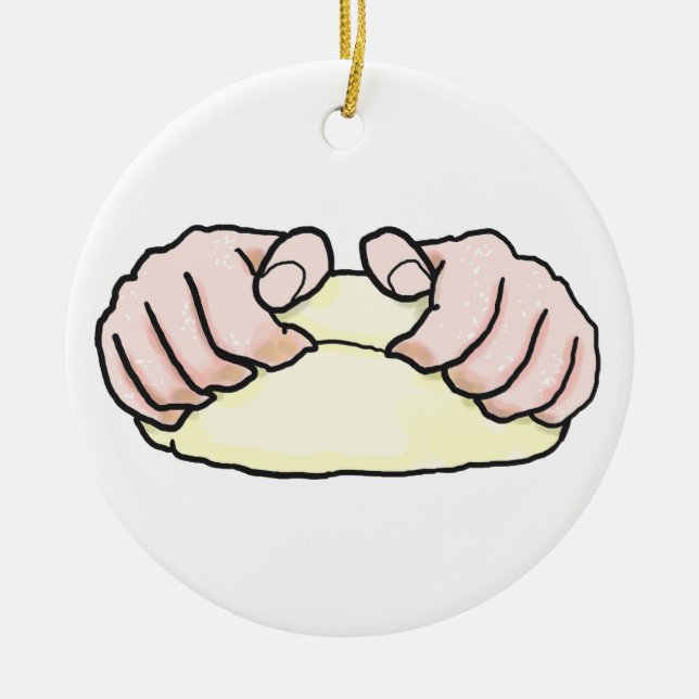 Bread Making Hands Ceramic Tree Decoration (Front)