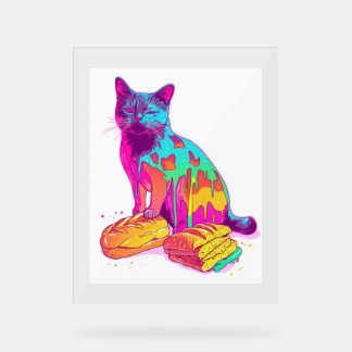 Bread Meowphosis – Glitchy Funny Cat Meme Acrylic Sign