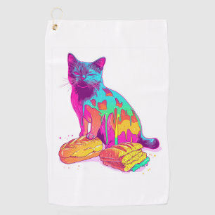 Bread Meowphosis – Glitchy Funny Cat Meme Golf Towel