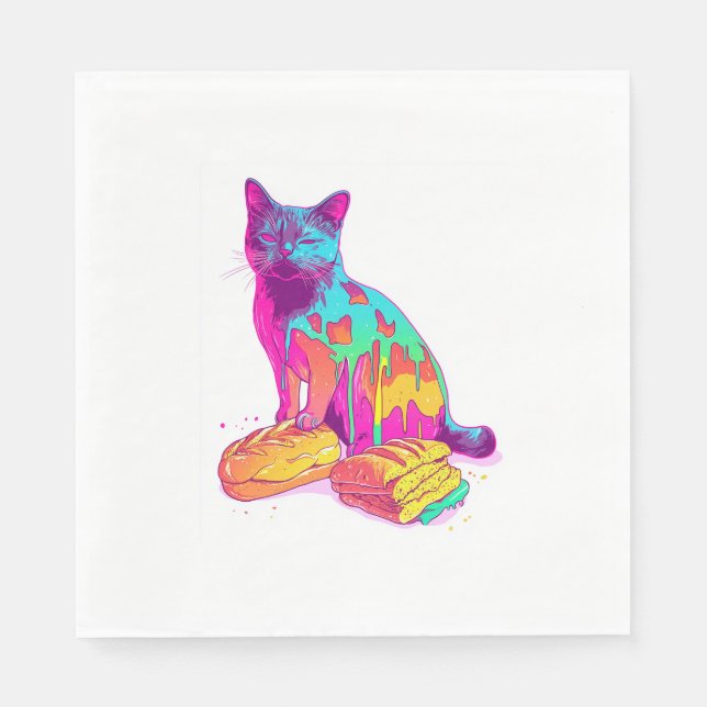 Bread Meowphosis – Glitchy Funny Cat Meme Napkin (Front)