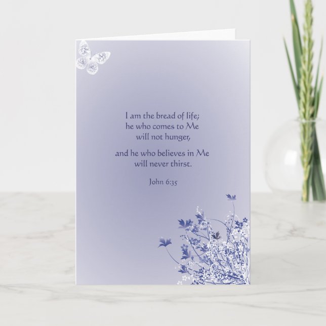 "Bread of Life" Blue Side Floral Greeting Card (Front)