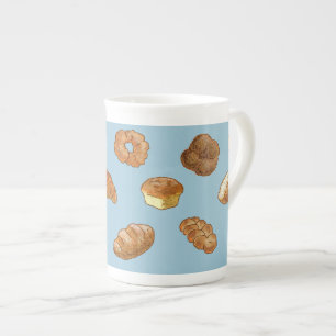 Bread pattern bone china mug - customisable