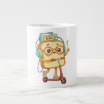Bread Tony- cute scooter T-Shirt Large Coffee Mug<br><div class="desc">A cute bread character enjoying a fun scooter ride while listening to music. With retro vibes, big headphones, and a cheerful mood, this charming illustration captures a carefree moment full of joy and positivity.</div>