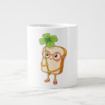 Bread Tony Lucky Clover – Cute Bread -T-Shirt Large Coffee Mug<br><div class="desc">A cute bread character named Bread Tony holding a lucky four-leaf clover. This adorable cartoon food illustration brings a cheerful and lucky vibe, perfect for anyone who loves cute characters, food mascots, and positive energy.</div>