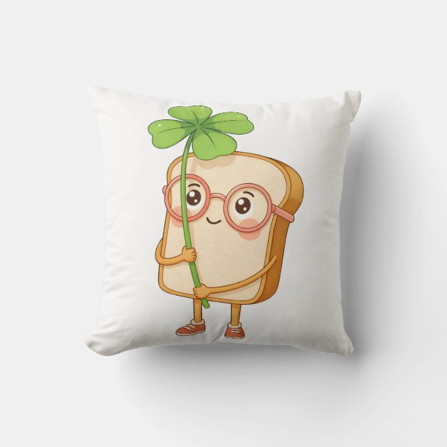 Bread Tony Lucky Clover – Cute Bread-Throw Pillow (Front)