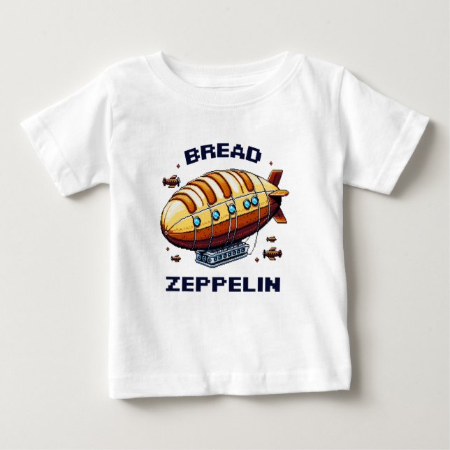 Bread Zeppelin - Whimsical 8-Bit Airship Art Baby T-Shirt (Front)