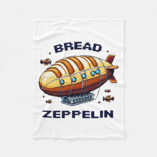 Bread Zeppelin - Whimsical 8-Bit Airship Art Fleece Blanket