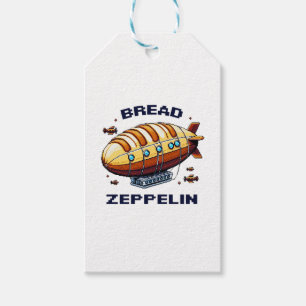 Bread Zeppelin - Whimsical 8-Bit Airship Art Gift Tags