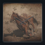 Break A-Way Rodeo Horse Square Wall Clock<br><div class="desc">This beautiful horse used in the Breakaway roping rodeo event races around the arena while his rider wrestles with the steer. . Perfect for those who love the thrill of the rodeo.</div>