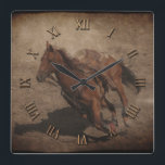 Break A-Way Rodeo Horse Square Wall Clock<br><div class="desc">This beautiful horse used in the Breakaway roping rodeo event races around the arena while his rider wrestles with the steer. . Perfect for those who love the thrill of the rodeo.</div>