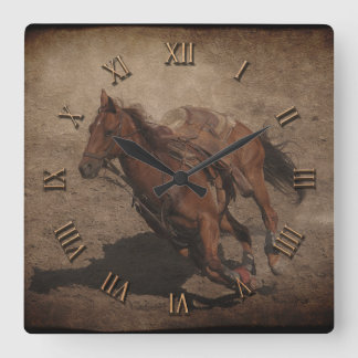 Break A-Way Rodeo Horse Square Wall Clock