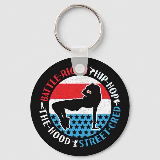 Break Dance Breakdancing Hip-Hop Dancer Girl Key Ring (Front)