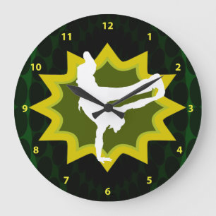 Break Dancer on Cool Retro Background Large Clock