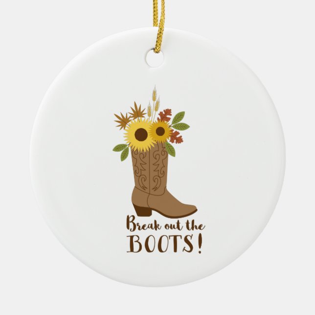 Break Out Boots Ceramic Tree Decoration (Front)