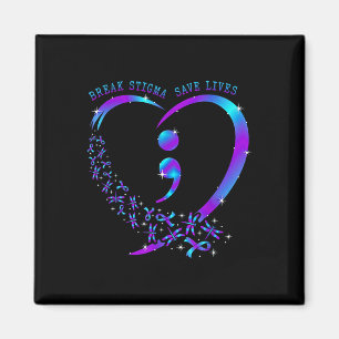 Break Stigma Save Lives Heart Semicolon Suicide Pr Magnet