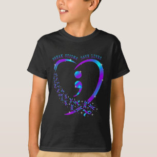 Break Stigma Save Lives Heart Semicolon Suicide Pr T-Shirt
