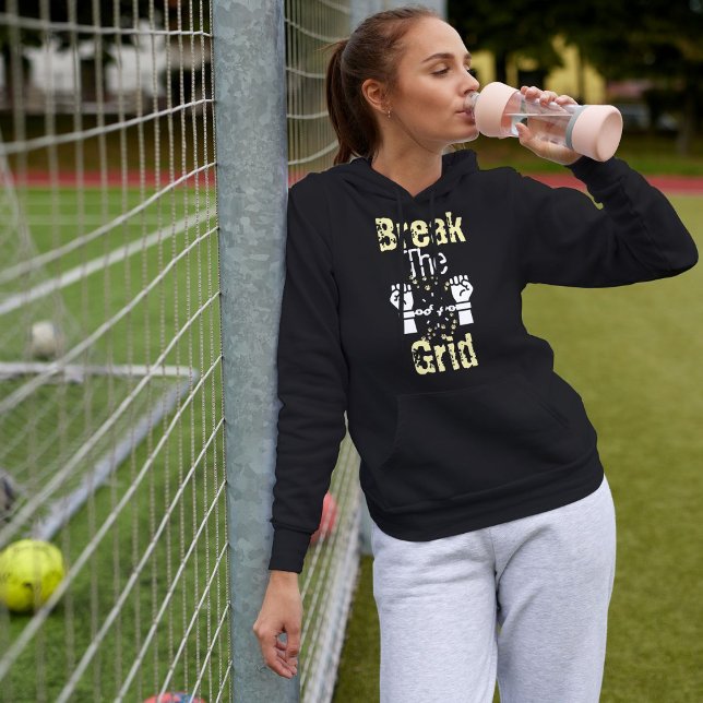 Break The Grid Modern Cat Typography Minimalist Hoodie (Creator Uploaded)