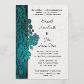 Break Through Damask Teal Wedding Invitatio Invitation