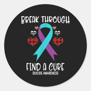 Break Through Find A Cure Suicide Awareness Ribbon Classic Round Sticker