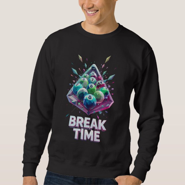 Break Time" Colorful Geometric Crystal Billiards P Sweatshirt (Front)