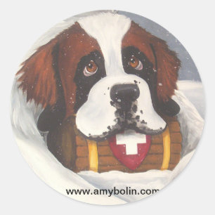Break Time Saint Bernards, Dog, St. Bernard Classic Round Sticker