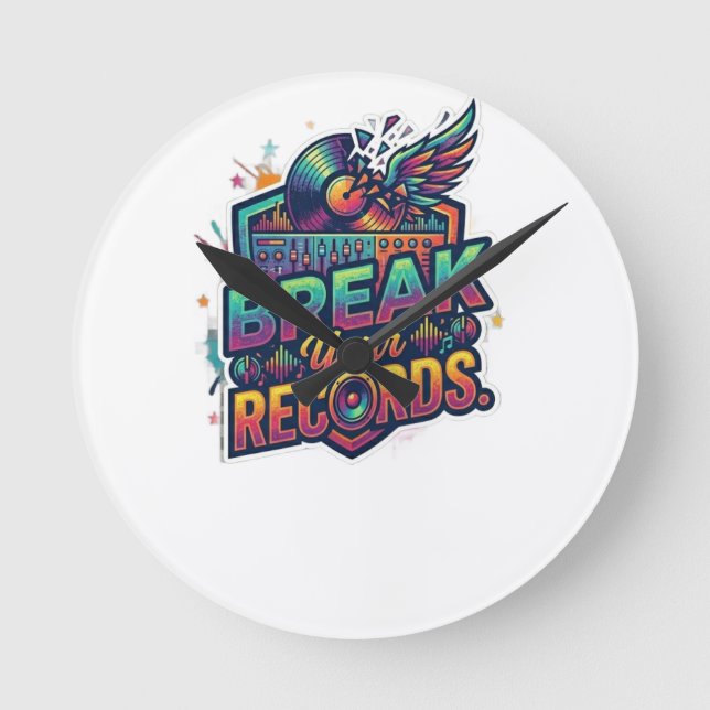  Break Your Records. T-Shirt Round Clock (Front)
