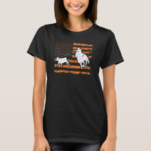 Breakaway Roping Cowgirl American Flag Rodeo Calf  T-Shirt