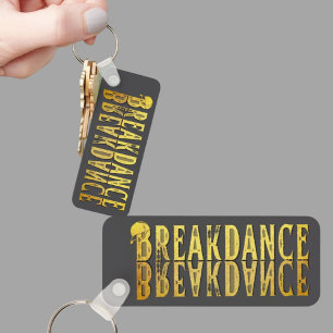 Breakdance black gold yellow  key ring