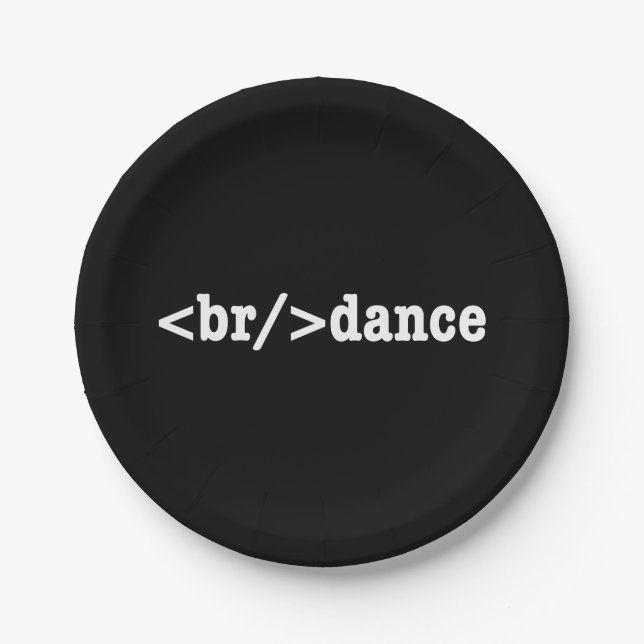breakdance HTML Code Paper Plate (Front)