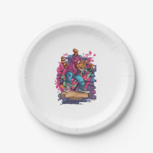 Breakdance Meow – Urban Graffiti Cat Dance Paper Plate