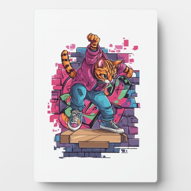 Breakdance Meow � Urban Graffiti Cat Dance Plaque (Front)