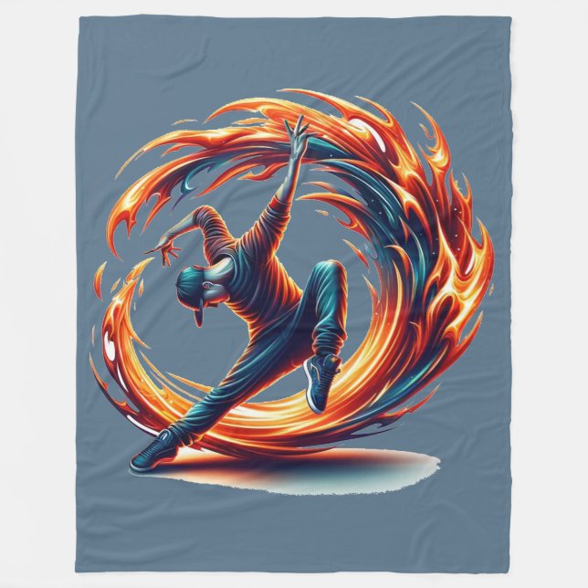 Breakdance Street Fire With Urban Energy  Fleece Blanket (Front)