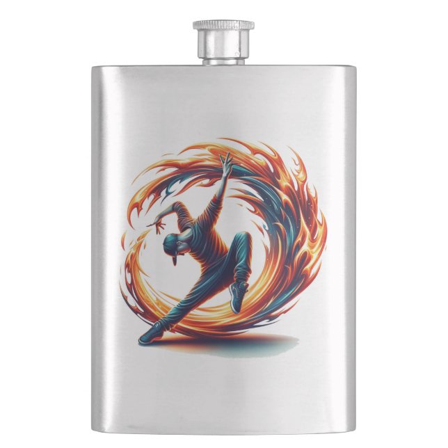 Breakdance Street Fire With Urban Energy  Hip Flask (Front)