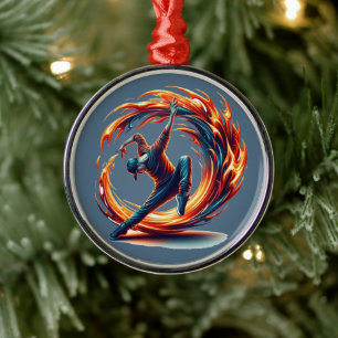 Breakdance Street Fire With Urban Energy Metal Tree Decoration