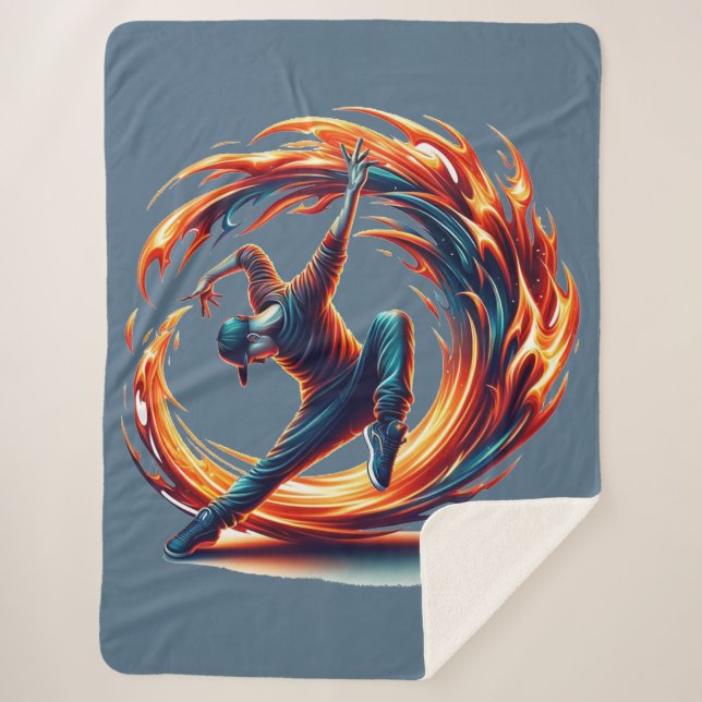 Breakdance Street Fire With Urban Energy  Sherpa Blanket (Front)