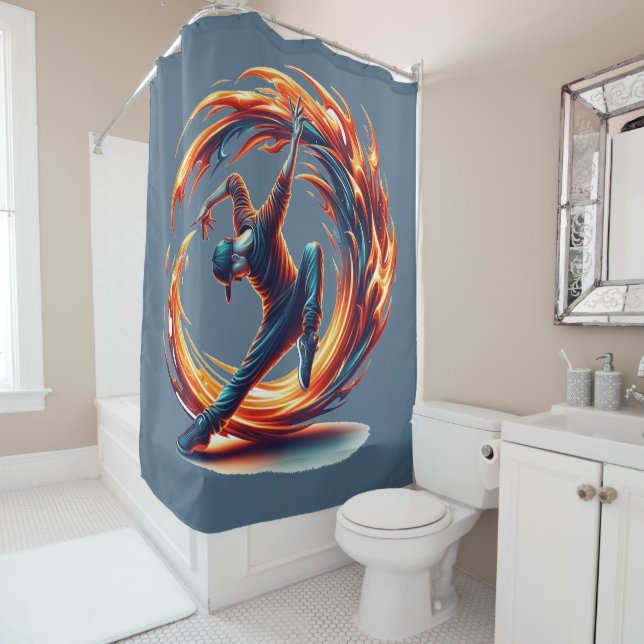 Breakdance Street Fire With Urban Energy  Shower Curtain (In Situ)