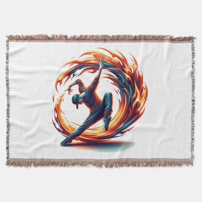 Breakdance Street Fire With Urban Energy  Throw Blanket (Front)