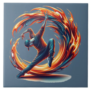 Breakdance Street Fire With Urban Energy  Tile