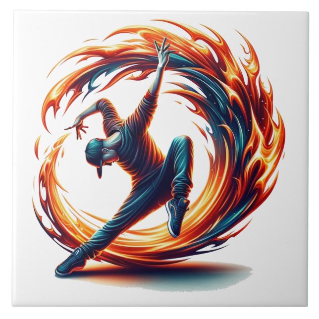 Breakdance Street Fire With Urban Energy  Tile (Front)