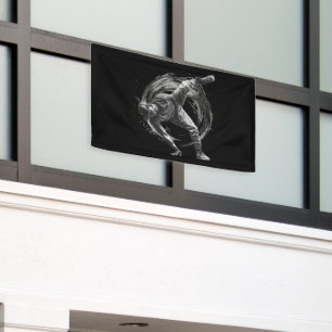 Breakdance Urban Style Monochrome Motion Art  Banner